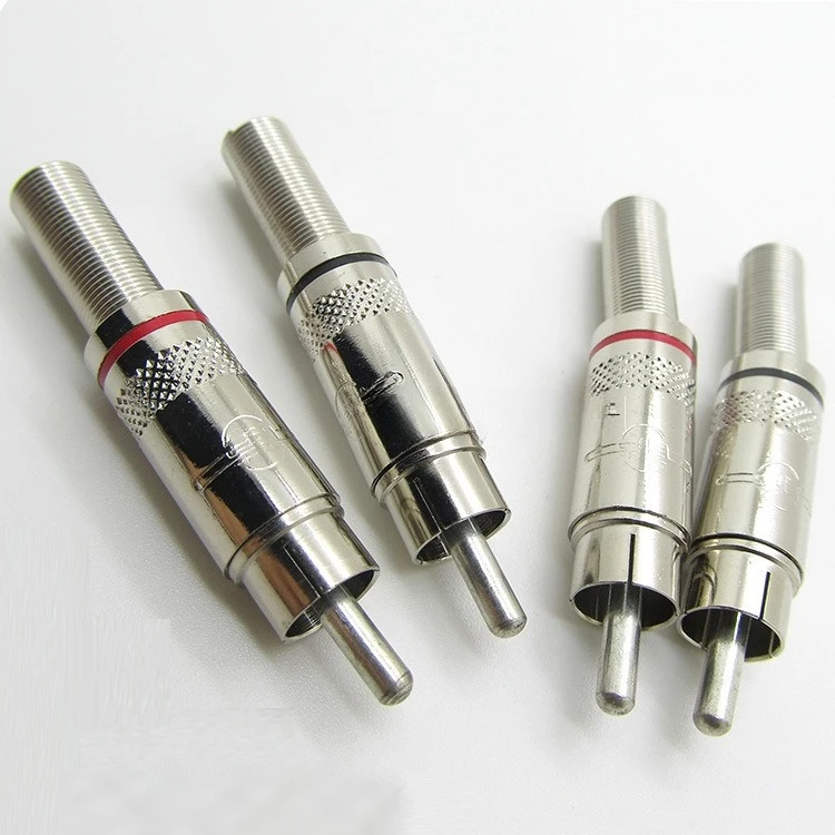 ‌4pcs RCA Male Plug AV Lotus Head Connector, Audio Video Signal Cable Connector, Gold-Plated Contacts Premium Copper