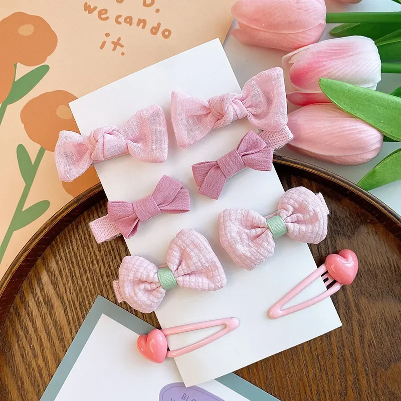 8 teile/satz Süße Rosa Farbe Haar Clip für Kinder Mädchen Ästhetische Floral Bogen Stil Chic Haarnadel für Kleinkind Schöne haar Zubehör