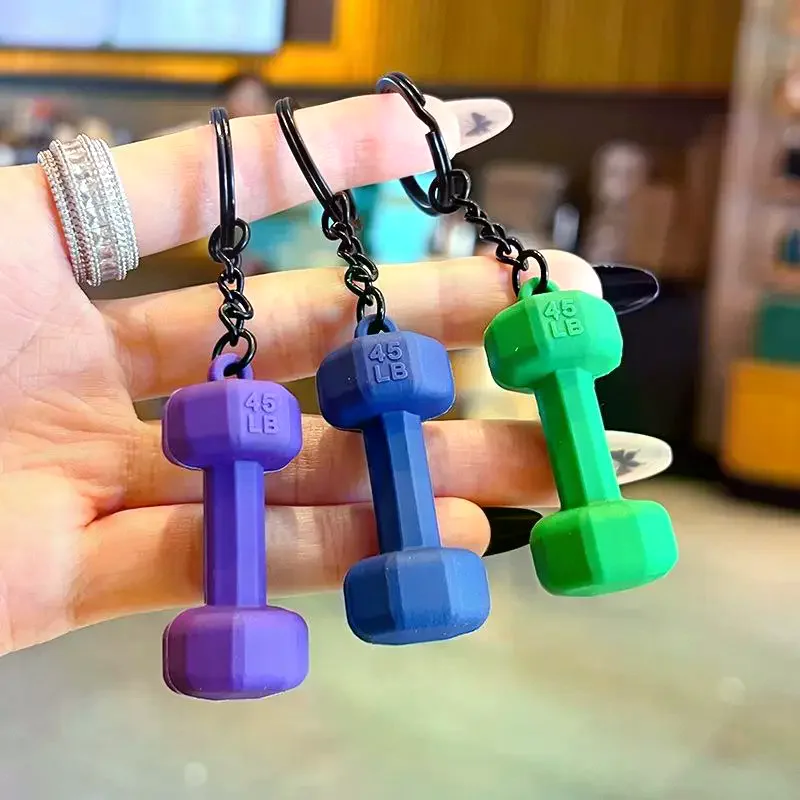 2025 New Barbell Keychain Silicone Dumbbell Keychain Gym Gifts For Gym Lovers Fitness Trainer Gift Backpack Car Key Pendant
