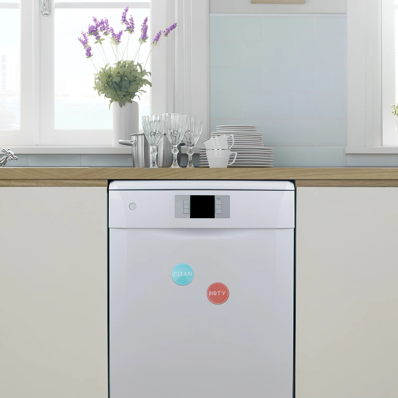 علامة نظيفة قذرة لغسالة الأطباق، ملصق مغناطيسي مزدوج الجوانب لاصق على سطح معدني، مؤشر الوجه، أجهزة غسيل المطبخ