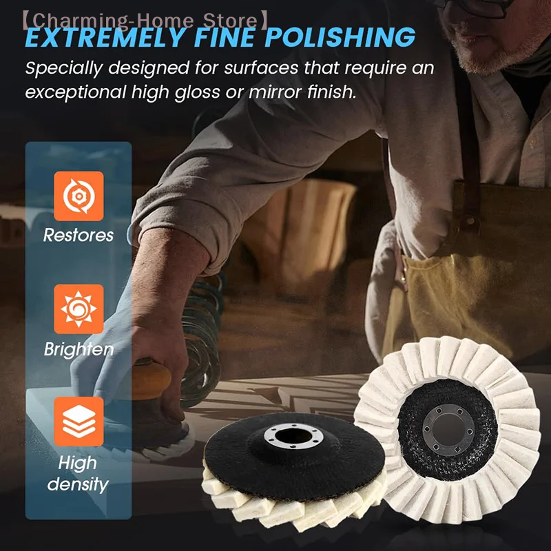 【M】2PCS Wool Felt Flap Polishing Disc Wool Polishing Wheel Disc Buffing Pad Premium Felt Polishing Pads For Metal Marble Stone