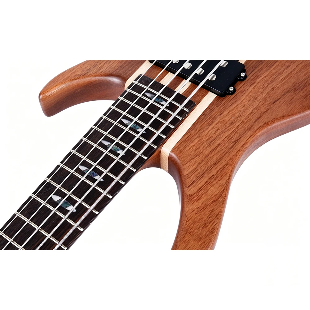 High Grade 5 String Neck Through Body Electric Bass 24 Frets Solid Mahogany Body Active Pickups Bass