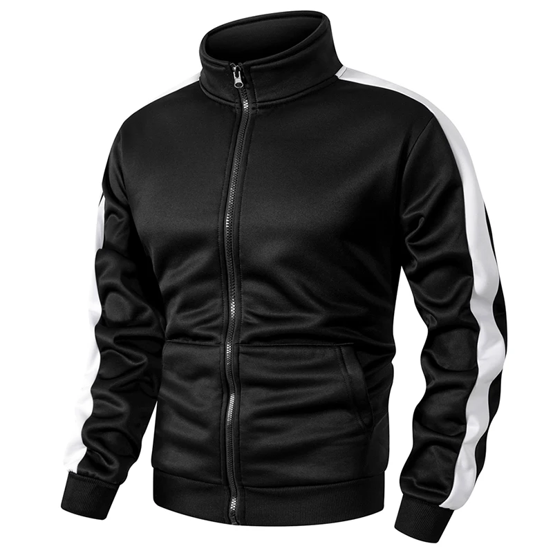 Men's Colorblock Patchwork Sporty Jacket with Kanga Pocket Fall Winter Fleece Lined Warm Long Sleeve Zip Up Coat Outwear Tops image 5