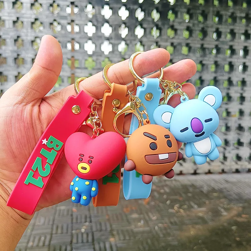 New Kawaii BT21ed Baby Series Anime keychain Cartoon Cute Keychain For Car Keys Bag Pendant Girl Gift