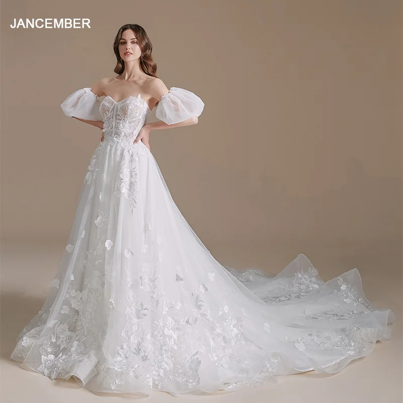 

2024 Scoop Ball Gown Wedding Dress Sexy Detachable Sleeves Lace Beaded Bridal Gowns Vestidos De Novia Custom Made QW01230