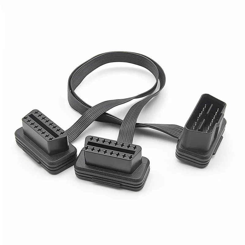 OBD2 car adapter cable 30cm OBD half bend 90 degree 8-core flat extension cable expansion adapter cable