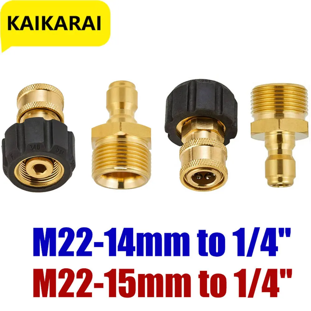 Pressure Washer Quick Connect Adapter Set M22 14mm/15mm to 1/4 Quick Release For High Pressure Hose and Water Guns Accessories