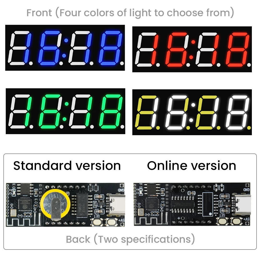 WIFI LED Luminous Digital Display Smart Clock Moulde Type C Port Network Automatic Time Synchronization Support Global Time Zone
