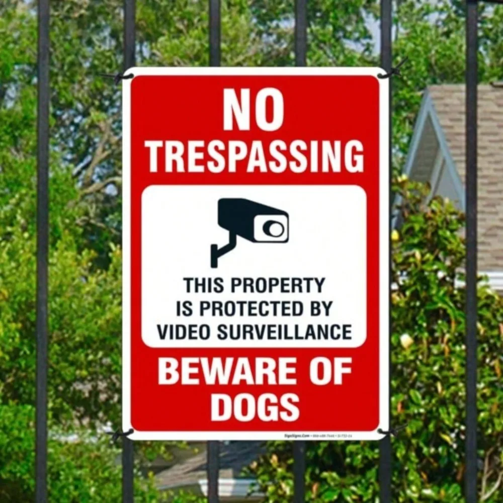 

Warning Beware of Dog Sign Outdoor Security Video Surveillance No Trespassing Yard Decor for Home Protection