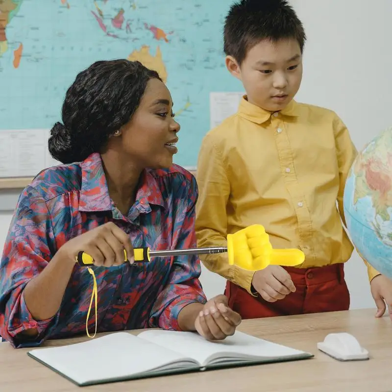 Classroom Ensino Vara, aço inoxidável, telescópico Aula Finger Pointer, Apresentação Whiteboard, Hand Pointer Guide