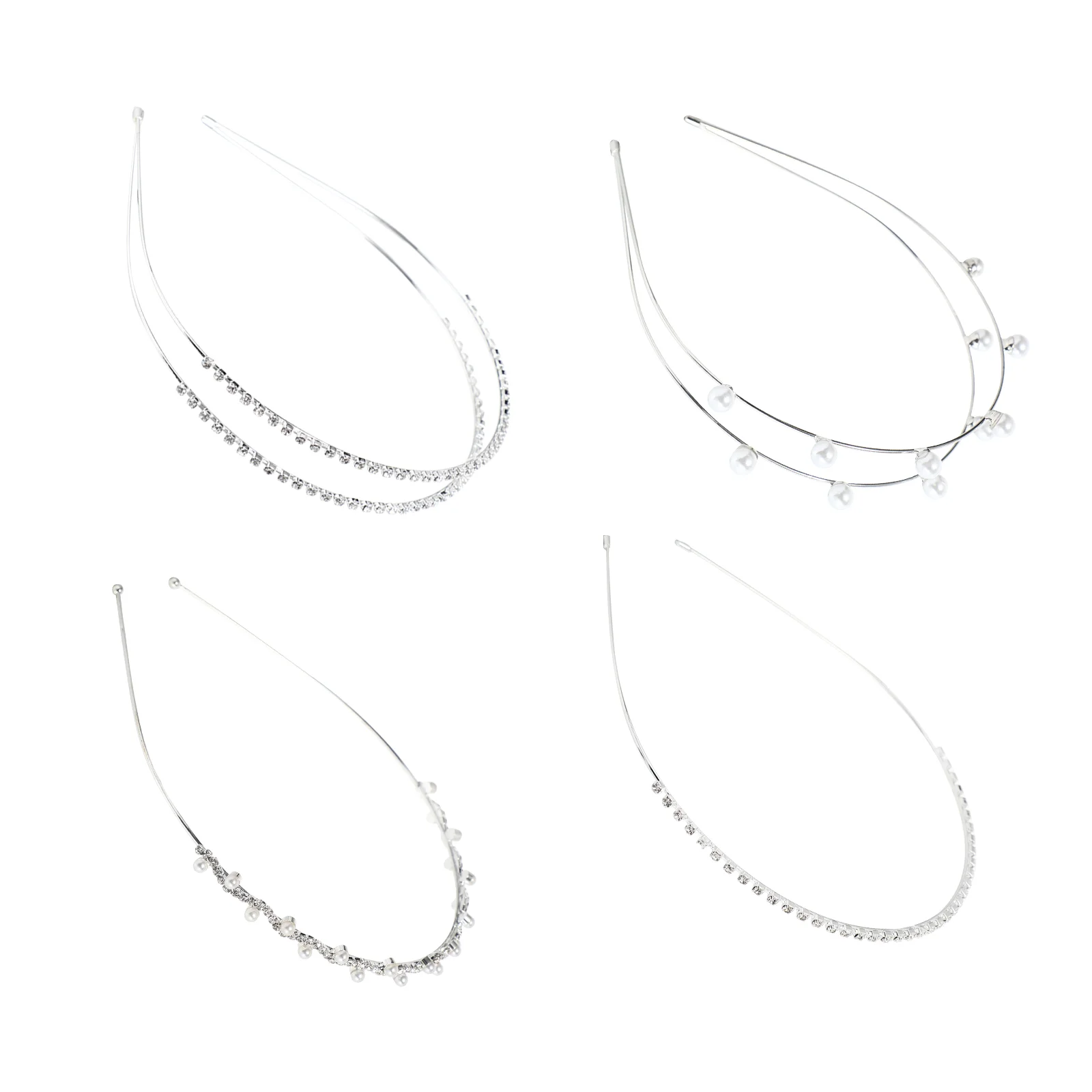 

4 Pcs Rhinestone Headband Hair Accessory Wedding Headpiece Plain Elegant Hairband Tiara