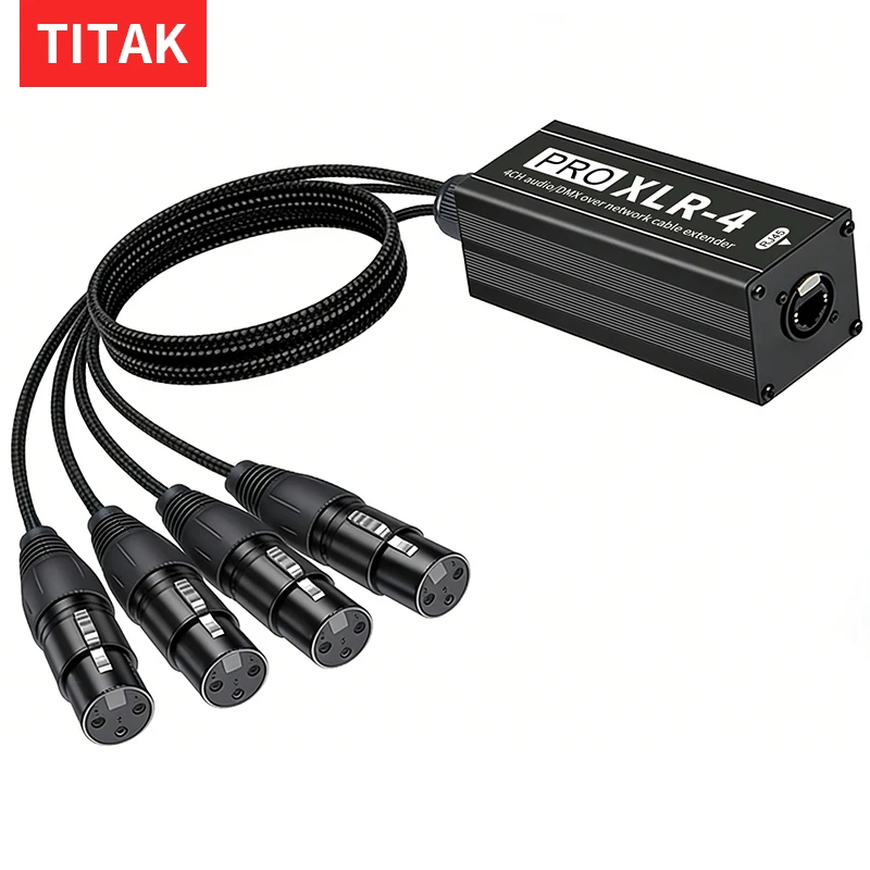 PRO XLR-4 4XLR Female RJ45 Extender Lightweight 4CH Audio DMX Cable for Portable Mobile Audio Solutions