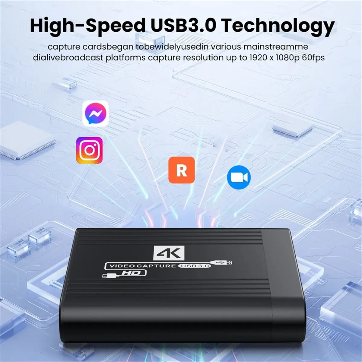 【BUY NOW】4K USB 3.0 Video Capture Card 1080P 60FPS 60Hz Video Recorder Grabber for Game Recording Live Streaming