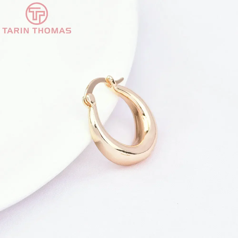 (2630)4PCS 18x21MM Thickness 6MM 24K Gold Color Brass Round Earrings Hoop High Quality DIY Jewelry Making Findings