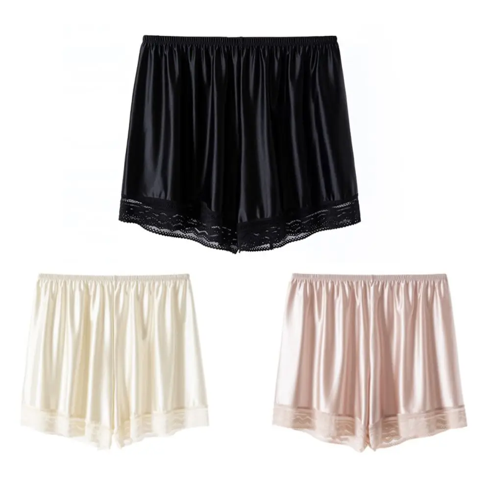 Calças de segurança de renda de seda gelo respirável solto meados de cintura sem costura shorts anti-reflexo jk lolita verão leggings curtos senhoras
