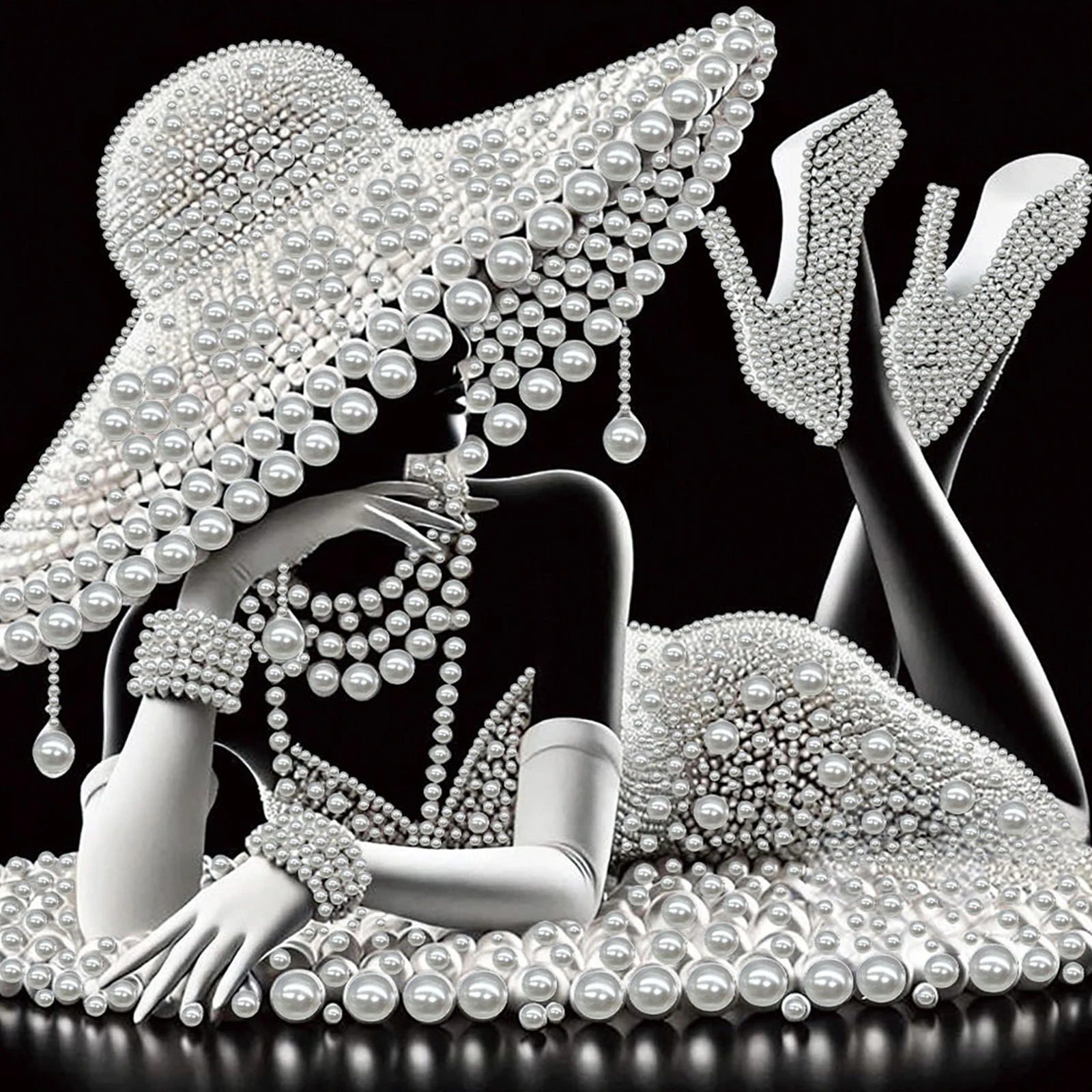 

Набор для рисования жемчужинами «Белая леди» (DIY), декор для дома, 30x30 см, с рамкой