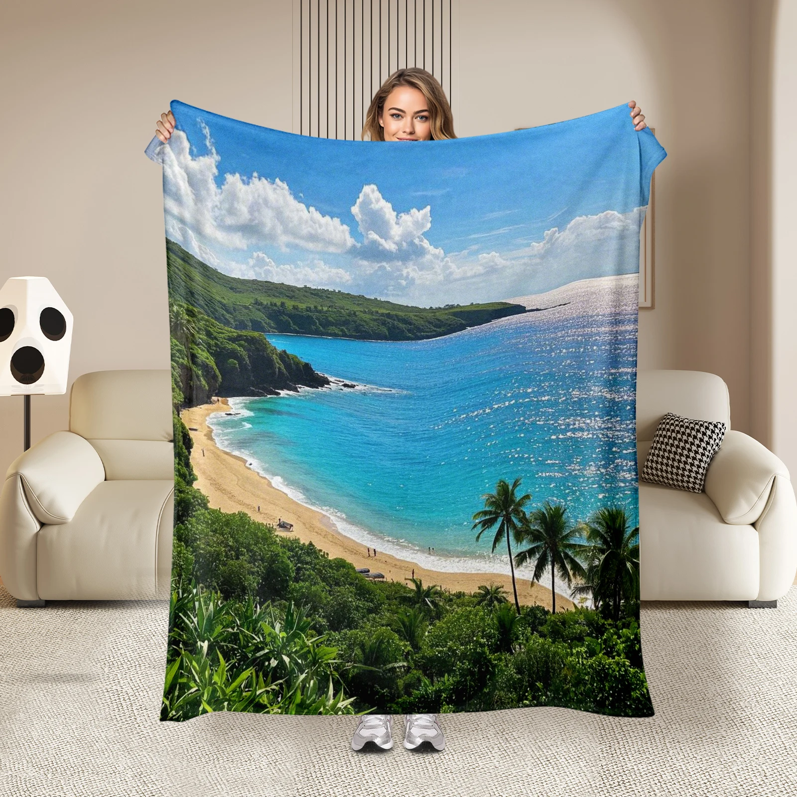 

Coastal Scenery 50 States Flannel Blanket, Soft And Durable, Great Gift For Loved Ones.