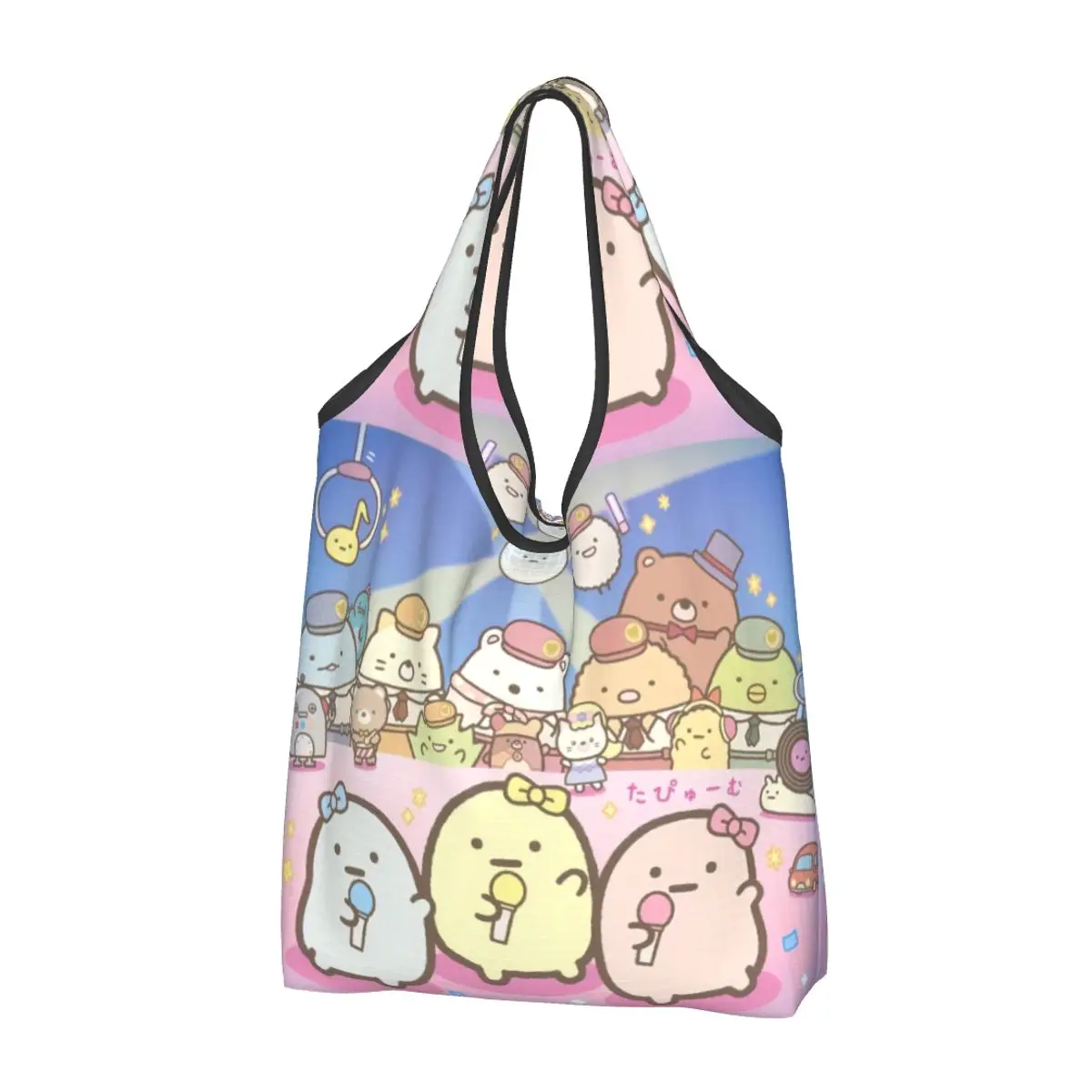 Custom Sumikko Gurashi Japanese Cartoon Grocery Tote Shopping Bags Funny Anime Game  Shoulder Shopper Bag Big Capacity Handbags