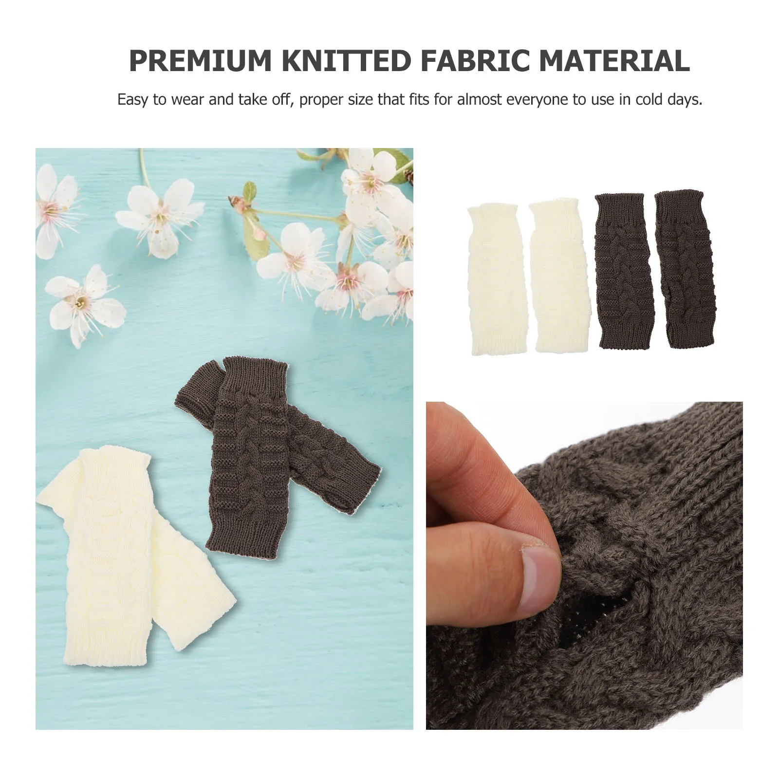 

2 Pairs Autumn And Winter Warm Women's Gloves Miss Knitting Bamboo Joint Design