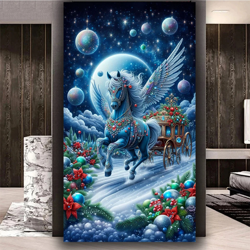 Night Snow Christmas Carriage Diy diamond painting Full diamond art Mosaic- Stunning Jewelry cross stitch home decor