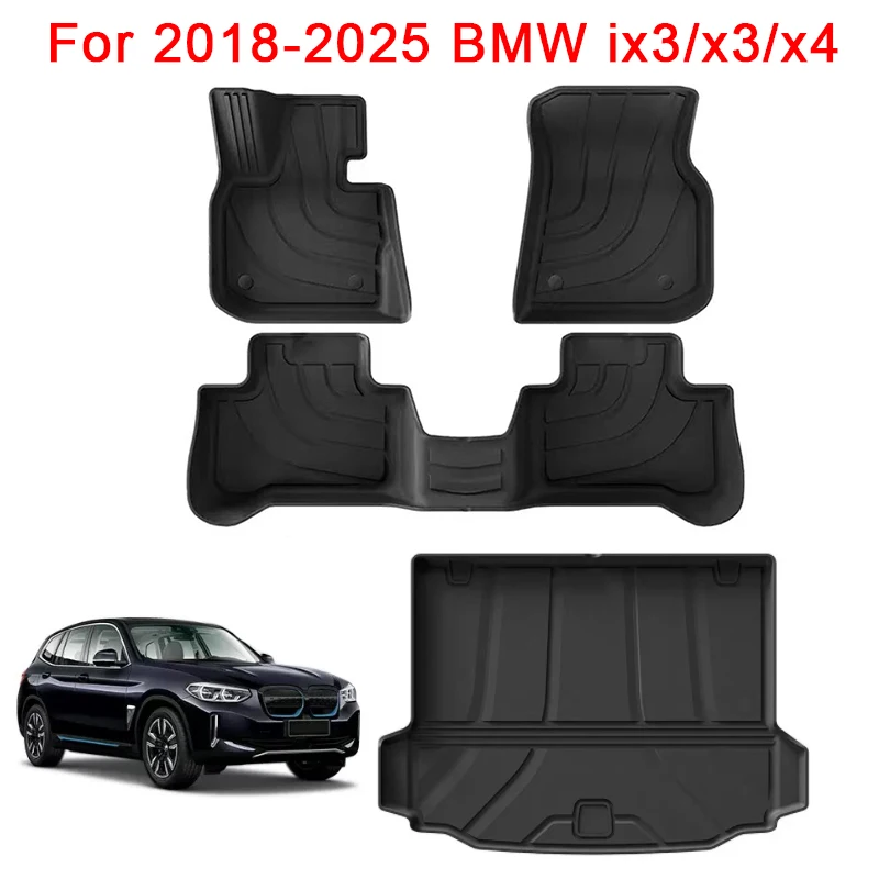 

Car Floor Mats for BMW iX3 X3 X4 2018 2019 2020 2021 2022 2023 2024 2025 Cargo Liner Waterproof TPE Floor Liners Trunk Mats