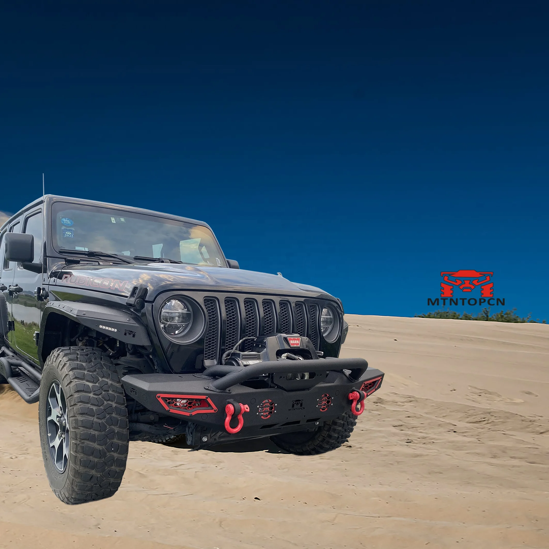 MTNTOPCN AQMR Steel Front Rock Crawler Bumper Patent pending for Jeep Wrangler & Gladiator - Ultimate Protection & St