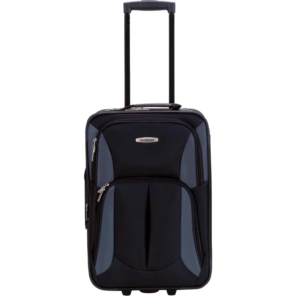 Expandable 2 Piece Luggage Set with Tote and Upright, Gray