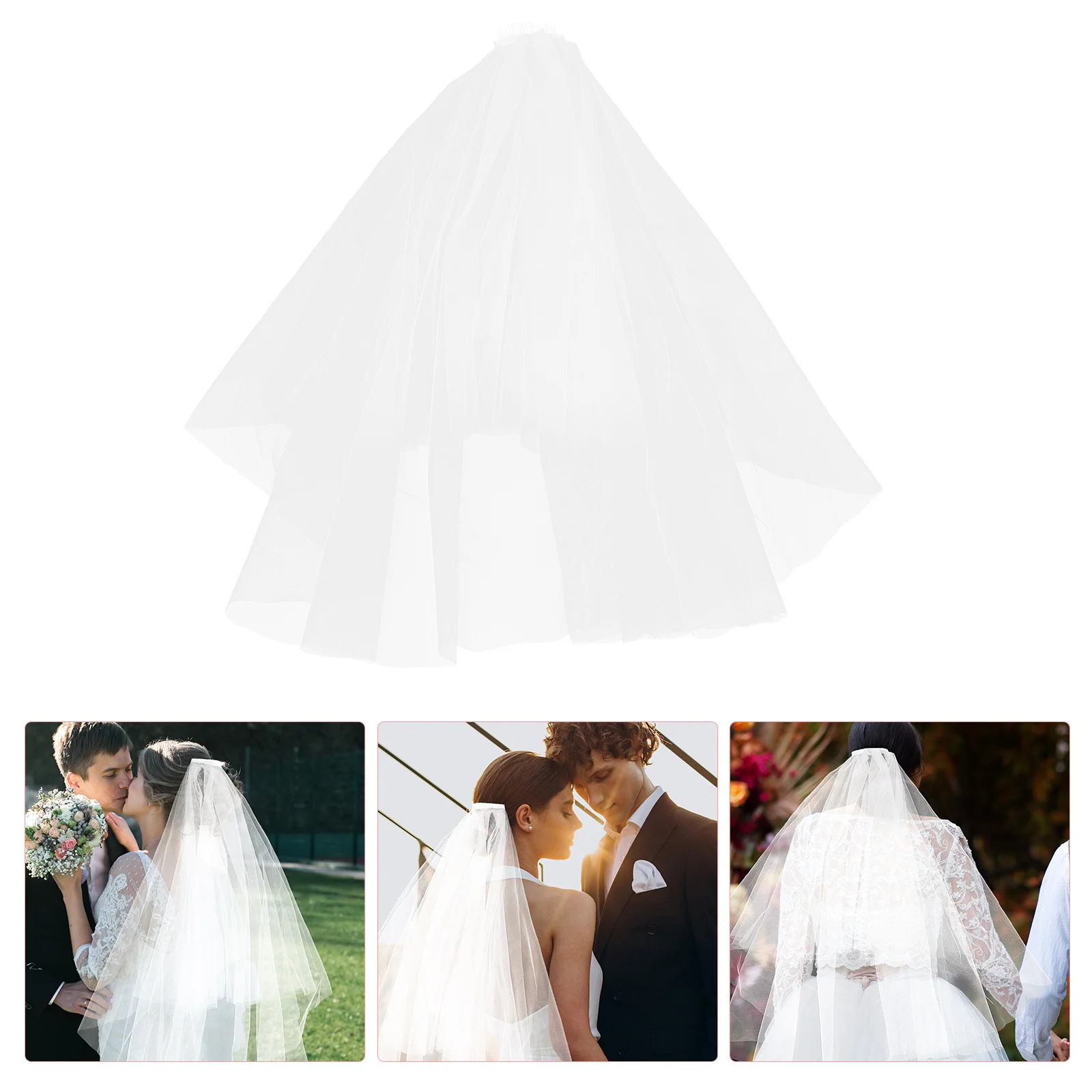 

Double Layered Bridal Veil Short Tulle Wedding Bridal Veil Elegant 2 Tier Bride Hair Accessories 2 Tier Tulle Hair Accessories