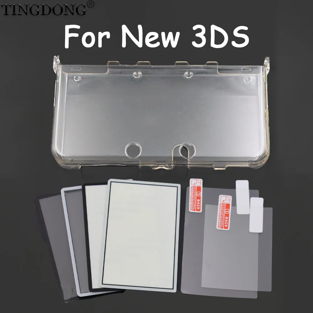 1 Set für den neuen 3DS, kristallklare Hartschale + obere Bildschirmabdeckung + Displayschutzfolie, kratzfeste Reparaturteile