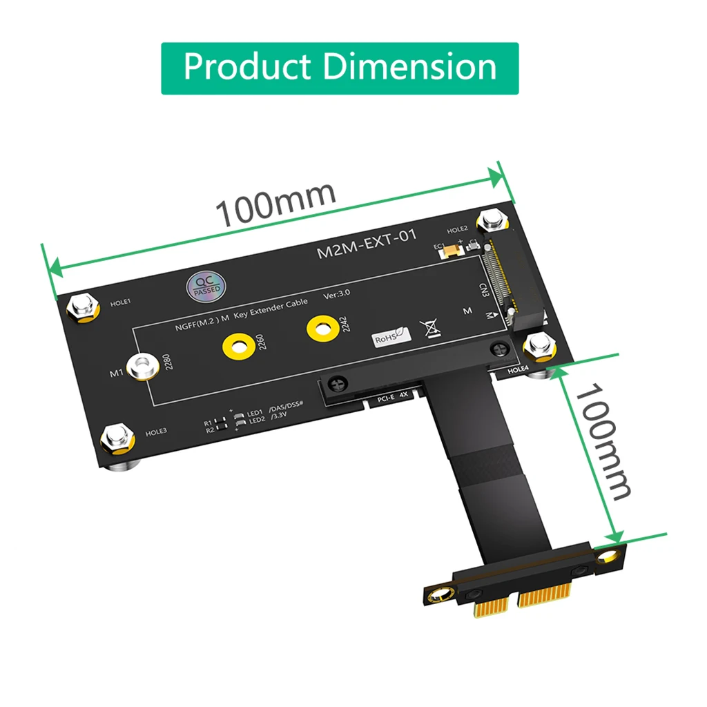 

For M.2 NGFF NVME M-key SSD to PCI- E 1X 4X Extension Cable With Magnetic Pad Support 2230/2242/2260/2280 M.2 SSD for PC Desktop