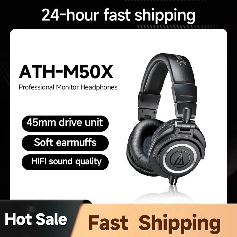 

Audio-Technica ATH-M50X Professional Studio Monitoring Headphones Hifi Music Headset with Detachable Cable