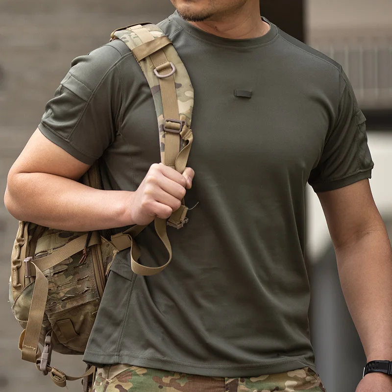 T-shirt For Man 2024 New Summer Quick-Dry Tactical Outdoor Short Sleeve With Pocket Sports Hiking Climbing Camping High Quality