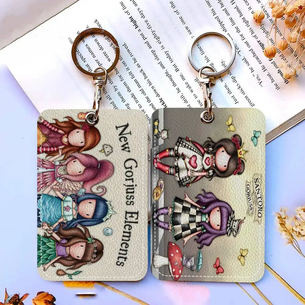 S-Santoro G-Gorjuss Rectangle Keychain Card Holder, Badge Credit Card Holder, Student ID Card Holder, Bus Cards Cover