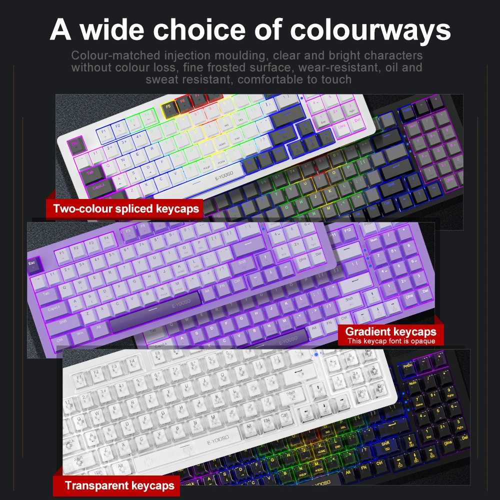 E-YOOSO Z94 USB Mechanical Gaming Keyboard Wired Monochrome LED