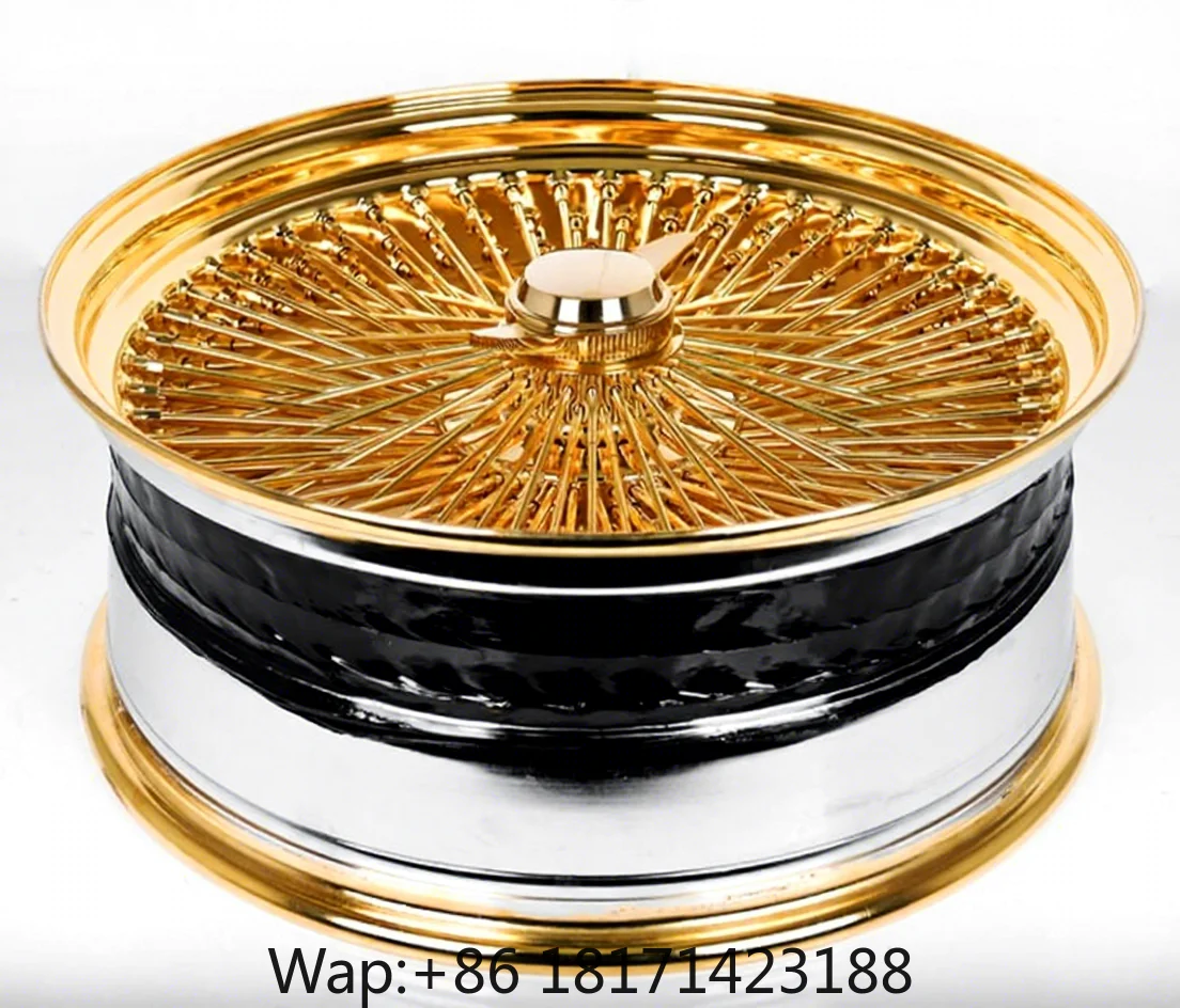 【Hot】Popular Wire Wheels Customized Logo 16 17 18 20 22 24 Inch 72 80 100 150 Spoke Gold Spoke Passenger Car Rims