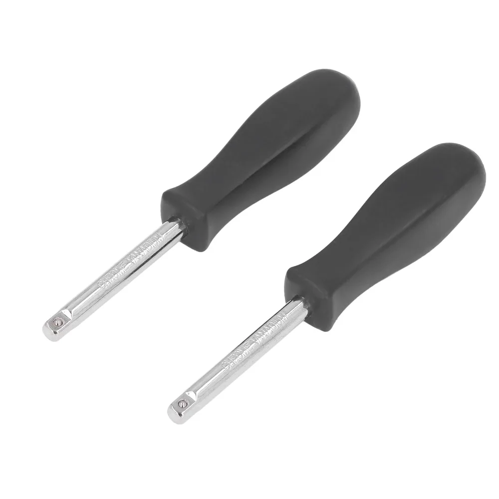 2PCS 5.9 Inch Length 1/4 Inch Drive Spinner Handle Black Finish / Chrome Finish Internal Square Drive Rotary Tool Handle