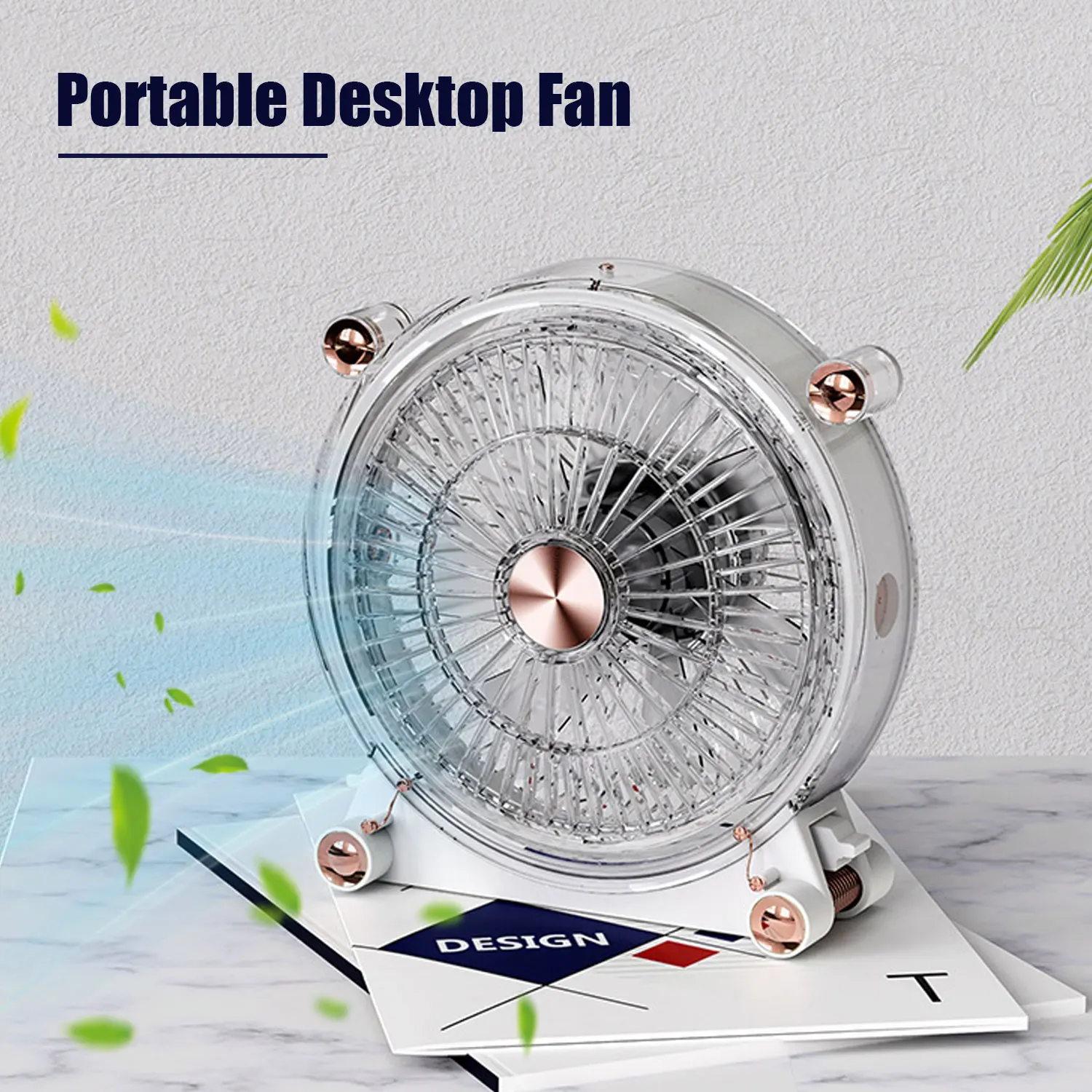 Portátil USB Desk Fan, fluxo de ar forte, operação silenciosa, mini ventilador de mesa, 360 ° cabeça rotativa, 3 velocidade do vento, apto para casa, escritório, quarto