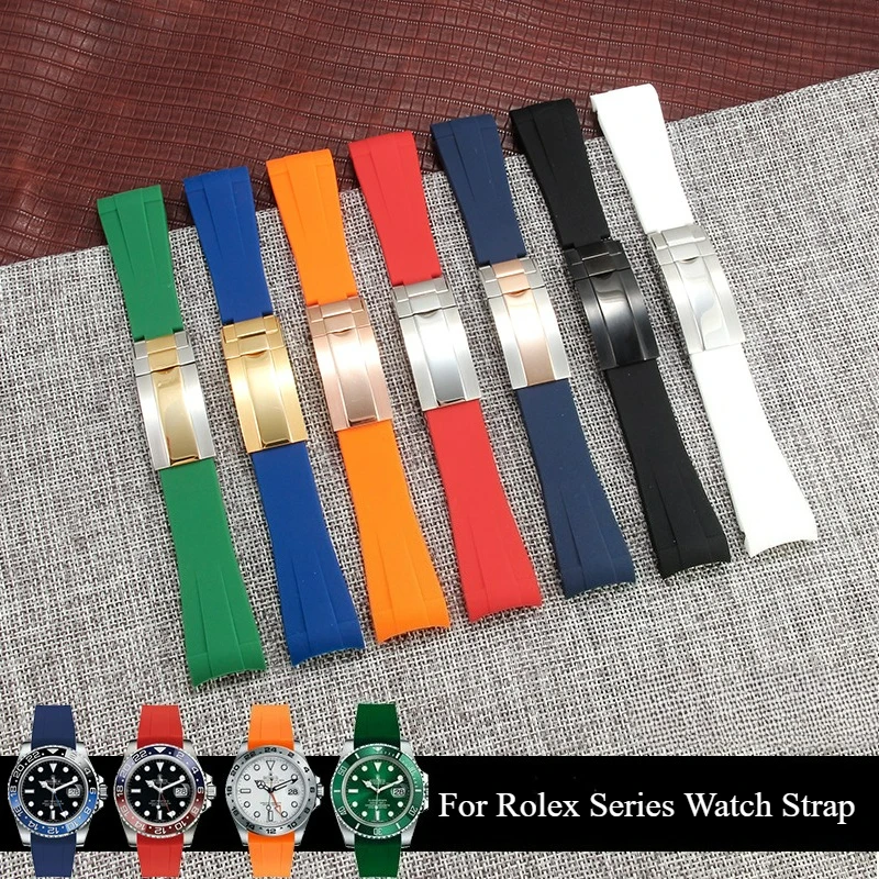 Luxury for Rolex Yacht-Master Explorer II Sweatproof Silicone Watchband Black Blue Green Unisex Curved Interface Design 20 21mm