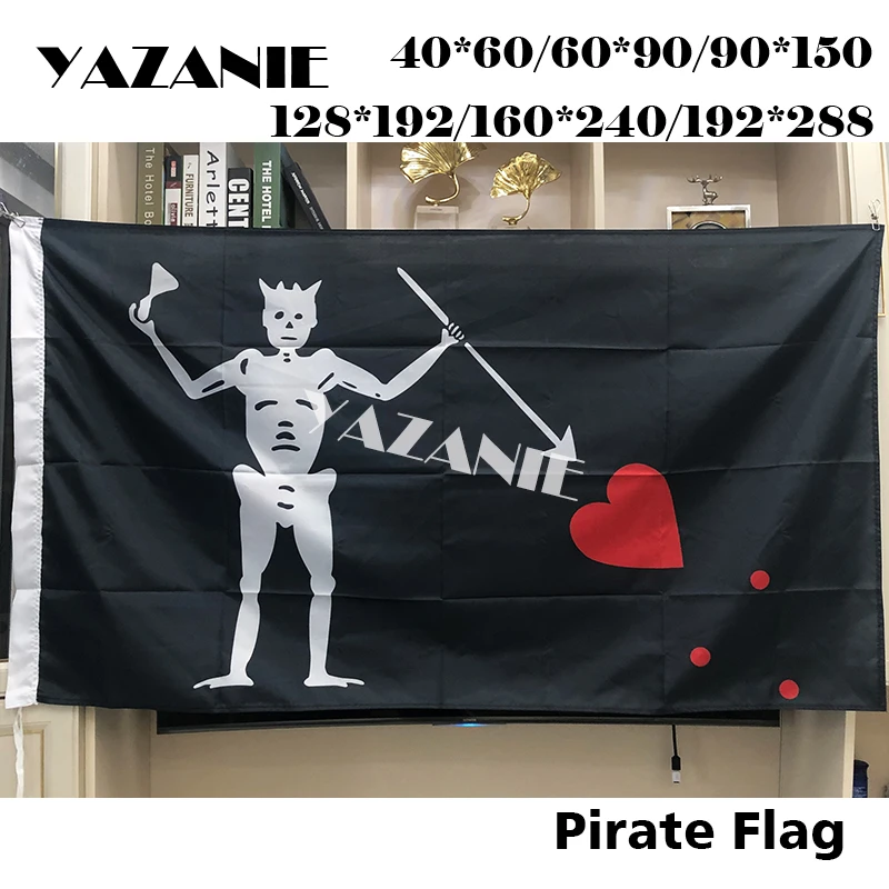 6x10ft 5x8ft Edward Teach Blackbeard Pirate Flag of Henry Every Big Single/Double Sided Polyester Pirate Fish Flag with Swords