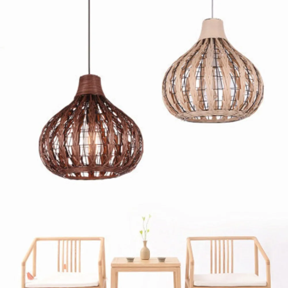 

Hand-woven Rattan Chandelier Living Room Dining Room Study Teahouse Rattan Weaving Art Lamps Lighting Chandelier Hanging Lights