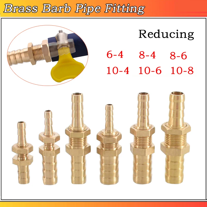 

Brass Reducing Barb Pipe Fitting Connector Hose Copper Pagoda Water Tube Fittings 1PCS 4mm 6mm 8mm10mm 12mm 14mm 16mm 19mm 25mm