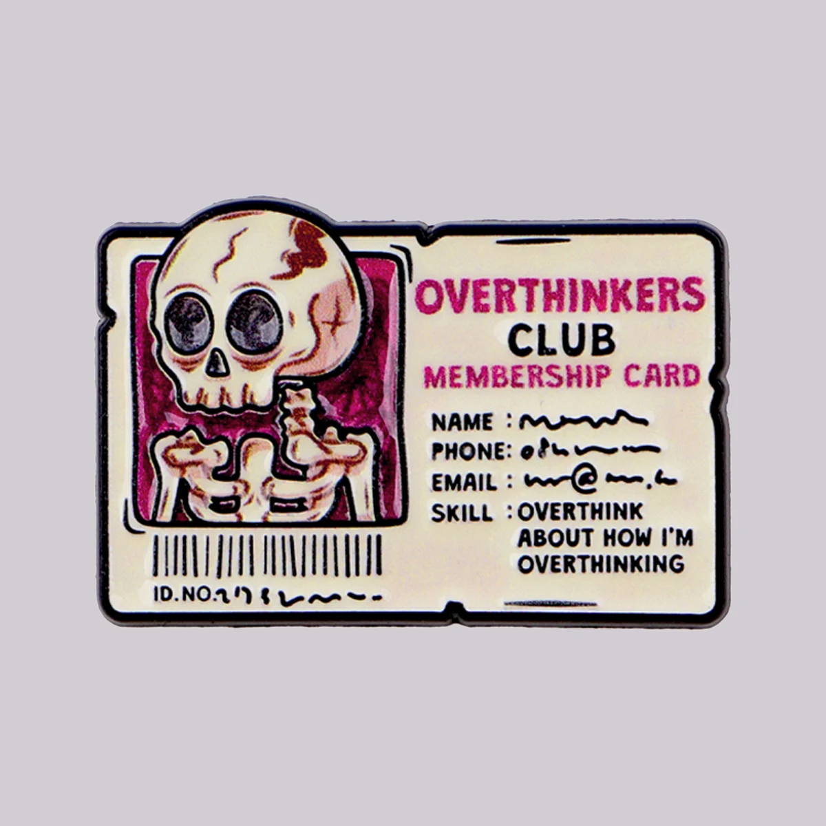 OVERTHINKERS CLUB Emaille-Anstecknadel, Anstecknadeln für Rucksäcke, Skelett-Broschen für Damen, Modeschmuck, Accessoires, Geschenk für Freunde