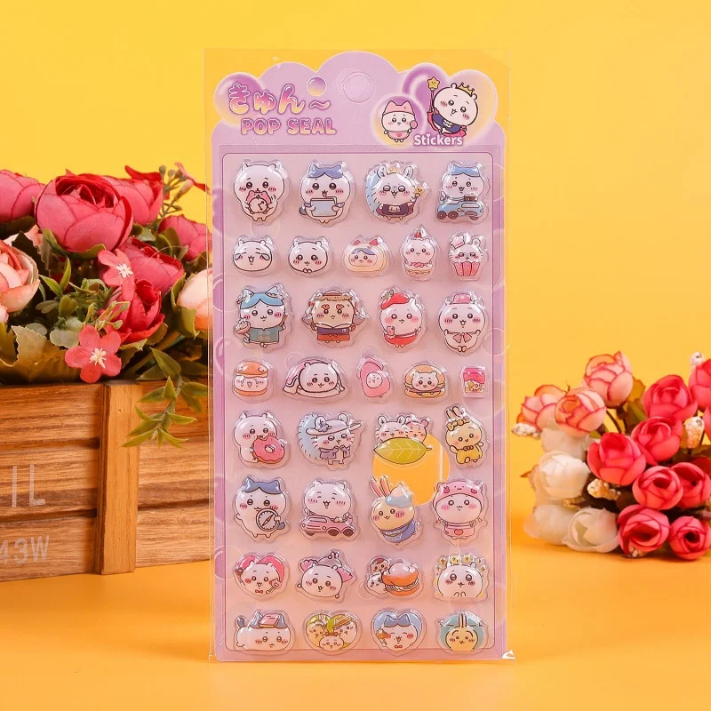 Cute Chiikawa 3D Puffy Stickers Set Kawaii Hachiware Usagi Momonga Cartoon Epoxy Stickers For Kids Scrapbooking Journal Gift view 5