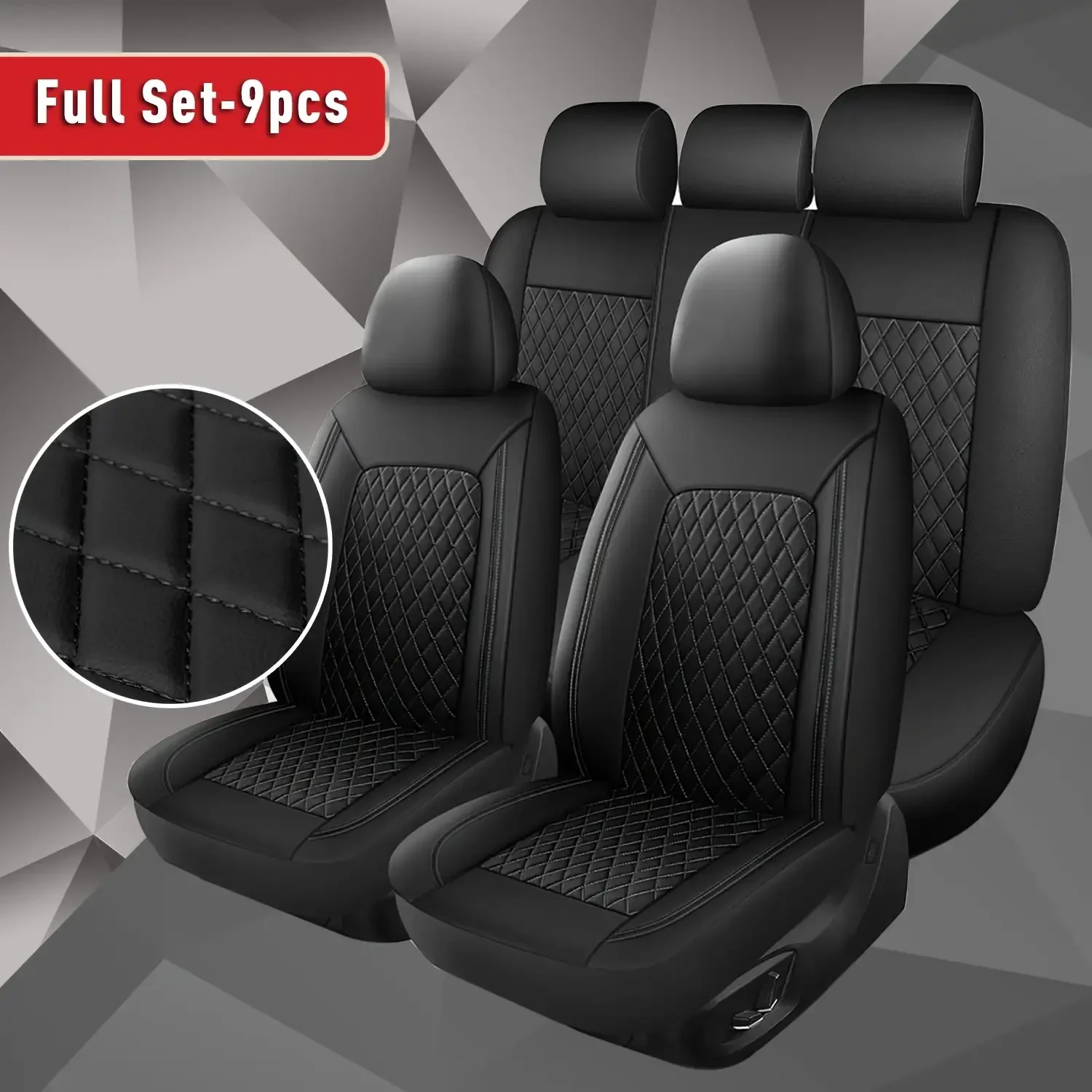 All-Season Quilted Faux Leather Car Seat Covers Universal Fit Most Cars