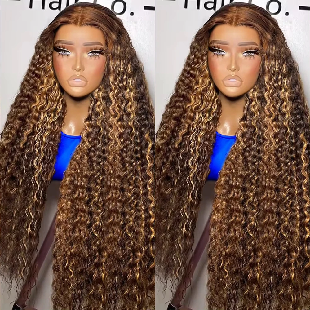 

Deep Wave Highlight Wig Human Hair Honey Blonde 7x5/13x4 Glueless Wigs Ready To Wear For Women 30 40 Inch Curly Human Hair Wig