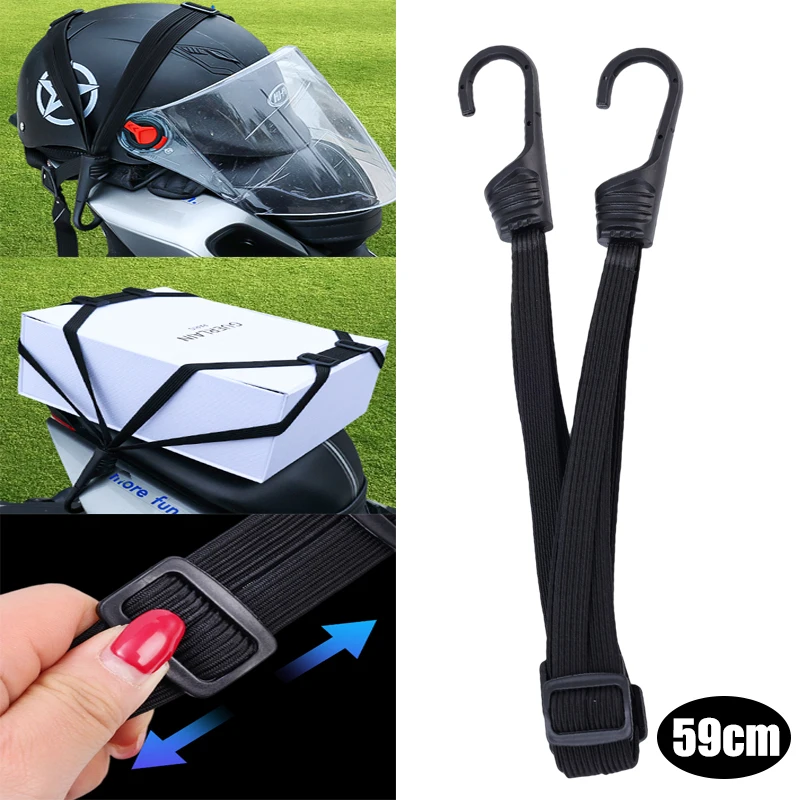 

New Universal Motorcycles Retractable Helmet Luggage Elastic Rope Strap Bicycle Motorcycle Accessories Organizer Net Rope Hook