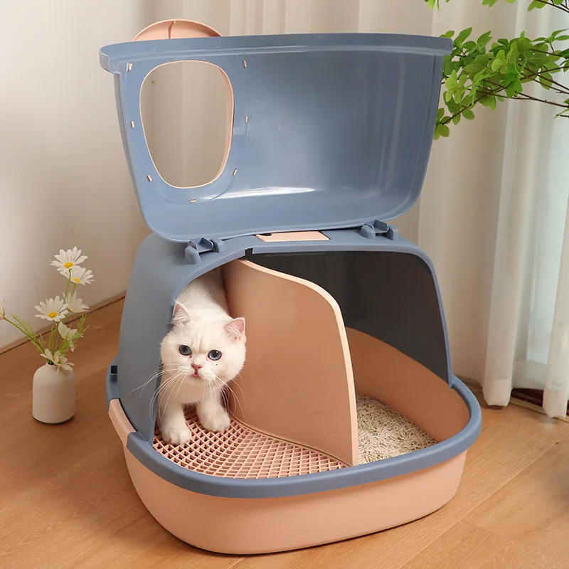 Litter Box Corridor Type Fully Enclosed Deodorant Oversized Long Channel Cat Toilet Anti-Sand Cat Poop Basin Cat Supplies