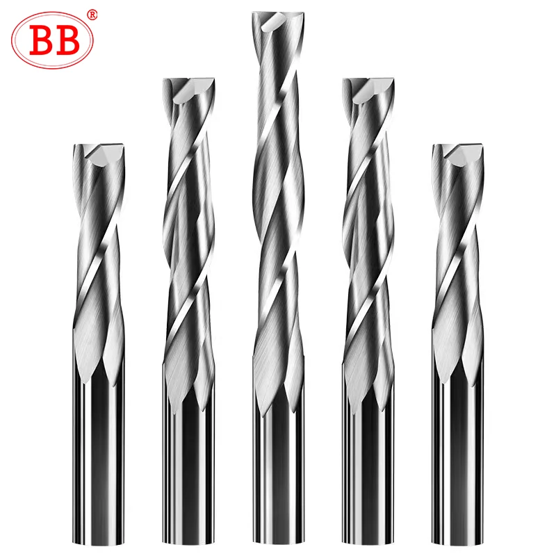 

BB 2 Flutes Spiral End Mill Engraving Cutter Carbide for Wood Aluminum Copper DIY Tool