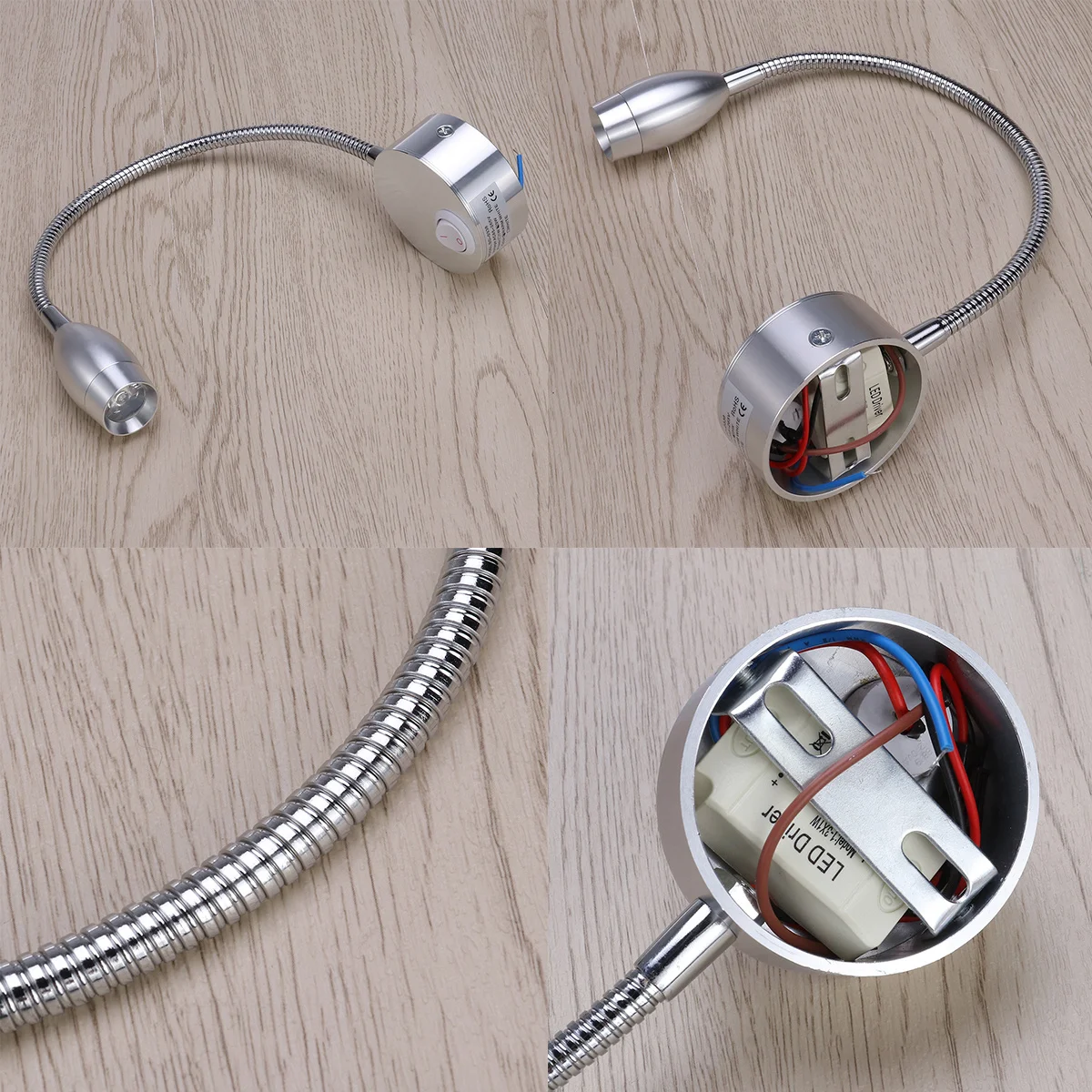 

Aluminum Wall Light Silver LED Lamp 25x61mm Warm White 3W Reading Bedside Study Desk Sconce Home Decor Soft Light