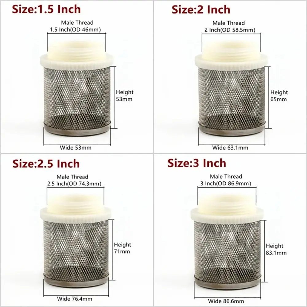 1Pcs Water Clean Hose Filter Joint Percolator 304 Stainless Steel Mesh Screen Filter 1/2" 3/4" 1" Water Pump Fitting Net Filter